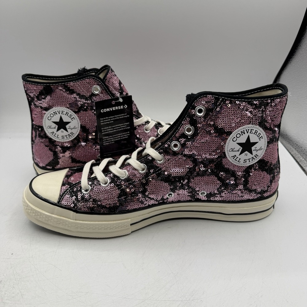 Converse Chuck 70 High Shoes Mens 11 Womens 13 Pink Sequin Snake Pattern Sneaker - Picture 3 of 11